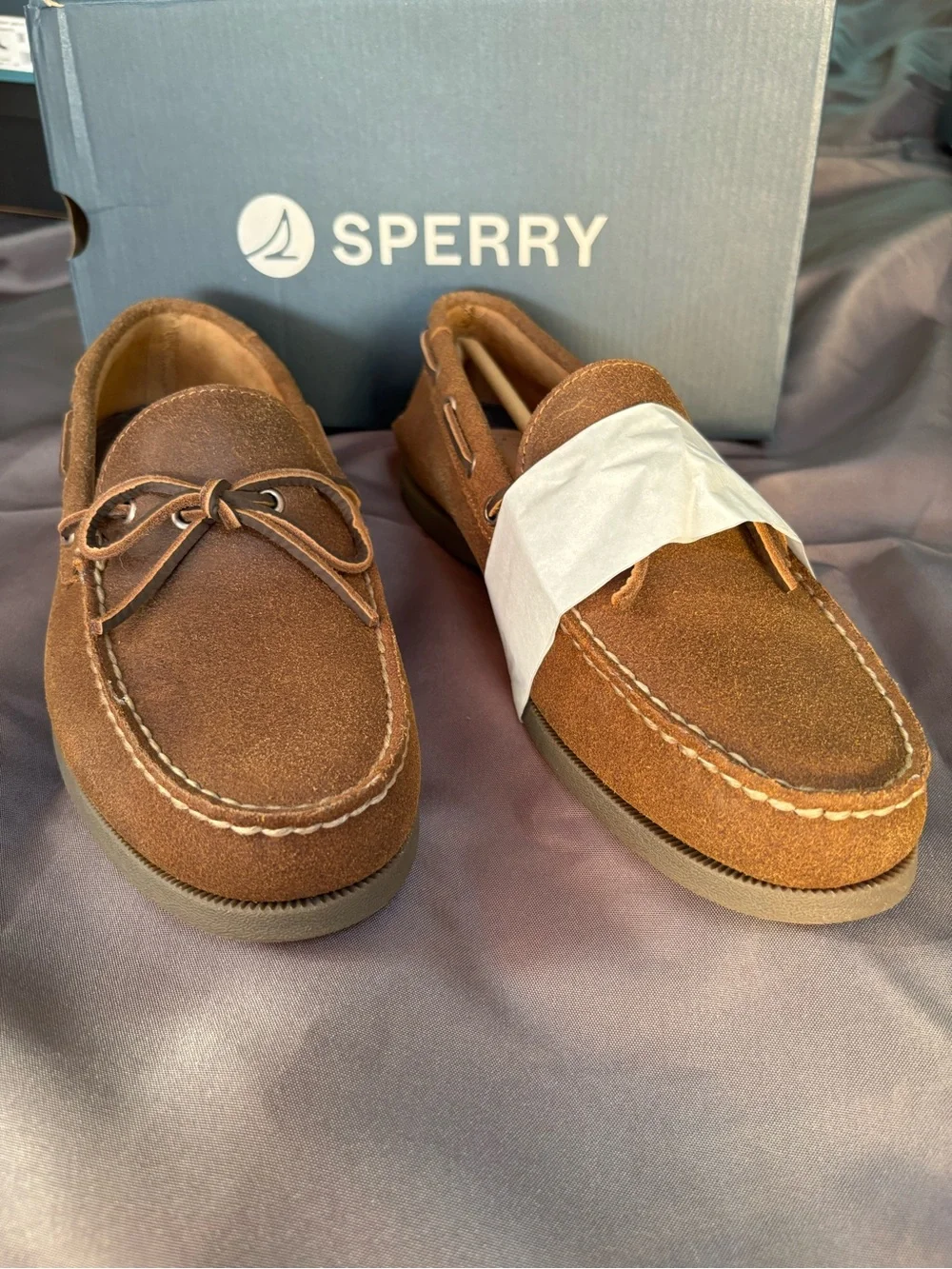 Sperry Men’s Tan Suede Moc Toe Boat Shoes